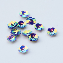Accessori dell'ornamento paillette sfere di plastica disco, perle di paillettes, fiore, malva, 6x2mm, Foro: 1.5 mm, circa 7200pcs/120g