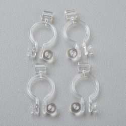 Plastic Clip-on Earring Findings, for Non-pierced Ears, Clear, 14.5x8x1.2mm, Hole: 1mm, Fit for 4mm Rhinestone