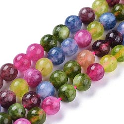 Chapelets de perles de jade blanche naturelle, imitation rubis et saphir, ronde, 6mm, Trou: 1mm, Environ 61 pcs/chapelet, 15.55 pouces (39.5 cm)