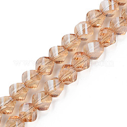 Placcare trasparente perle di vetro fili, sfaccettato, pepite, Burlywood, 8x7mm, Foro: 1.4 mm, circa 72pcs/filo, 20.08 pollice (51 cm)