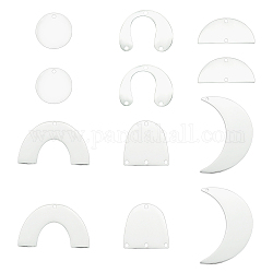SUPERFINDINGS 201 Stainless Steel Pendants, Laser Cut, Moon, Stainless Steel Color, 44x29x1mm, Hole: 1.6mm, 12pcs/box