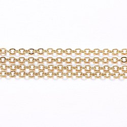 304 Stainless Steel Cable Chains, Soldered, with Spool, Flat Oval, Golden, 1.5x1.2x0.3mm, about 164.04 Feet(50m)/roll