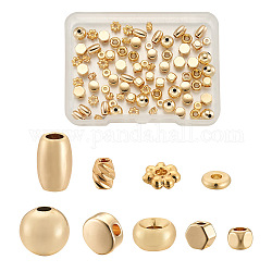 Craftdady 90Pcs 9 Style Brass Spacer Beads, Mixed Shapes, Real 18K Gold Plated, 10pcs/style