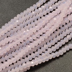 Facettes rondelle imitation jade perles de verre brins, blush lavande, 3.5x2mm, Trou: 0.5mm, Environ 148 pcs/chapelet, 14.9 pouce