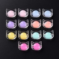 Perles en acrylique transparente, Perle en bourrelet, chat, couleur mixte, 16x18.5x14.5mm, Trou: 3.5mm, environ 196 pcs/500 g