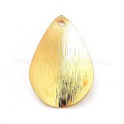 Cremagliera pendenti in ottone placcatura, placcato di lunga durata, fascino a goccia, oro, 20x13x2mm, Foro: 1.4 mm