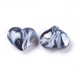 Acryl Nachahmung Edelstein Perlen, Herz, Schwarz, 20x23x8~8.5 mm, Bohrung: 2.5~2.8 mm, ca. 230 Stk. / 500 g