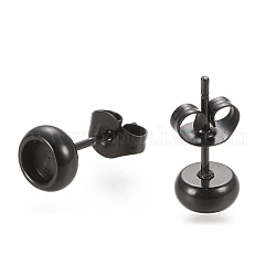 Accessoires des clous d'oreilles en 304 acier inoxydable, avec des poussoirs d'oreilles, plat rond, électrophorèse noir, 6.5mm, pin: 0.8 mm, Plateau: 4 mm