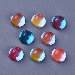 Cabochons en verre k9 à dos plat, demi-rond / dôme, couleur mixte, 10x6mm