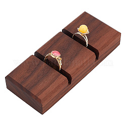 Exhibidores de anillo de madera de nogal de 2 ranura, titular del organizador del anillo de dedo, Rectángulo, coco marrón, 12x5x2 cm, ranura: 5 mm