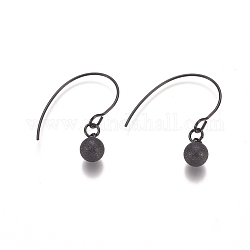 Boucles d'oreilles pendantes en acier inoxydable ball304, texturé, électrophorèse noir, 27mm, pin: 0.8 mm