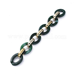 Catene portacavi in plastica ccb fatte a mano, con anelli di collegamento in acrilico, oro, verde scuro, link: 24.2x18.2x4 mm e 19x12x4.7 mm, 39.37 pollice (1 m)/filo