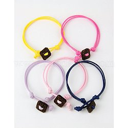Korean Waxed Polyester Cord Bracelet Making, with Coco Buttons, Mixed Color, 205mm