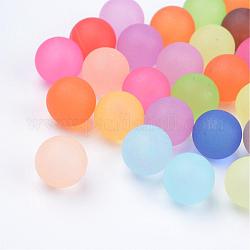 Perles en acrylique transparente, aucun perles de trou, mat, ronde, couleur mixte, 10mm, environ 950 pcs/500 g