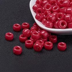 Opaque Acrylic European Beads, Barrel, Red, 9x6mm, Hole: 4mm, about 1900pcs/500g
