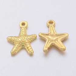 Breloques étoile de mer / étoiles de mer en alliage de style tibétain, sans plomb et sans cadmium, or, 16x12mm, Trou: 1mm