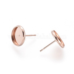 304 серьги из нержавеющей стали, плоско-круглые, розовое золото , лоток : 10 мм, 12 мм, штифты : 0.8 мм