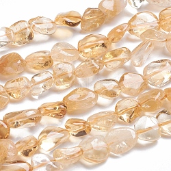 Chapelets de perles de citrine naturelle, pierre roulée, pépites, 9~11x8~9x5~10mm, Trou: 0.8mm, Environ 45 pcs/chapelet, 15.75 pouce (40 cm)