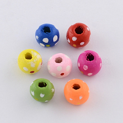 Dyed Natural Wood Beads, Macrame Beads Large Hole, Round, Mixed Color, 10x9mm, Hole: 4mm, about 1562pcs/500g