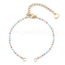 Fabrication de bracelets à maillons en perles de verre, avec la chaîne en acier inoxydable et homard fermoirs griffe, verge d'or pale, 6-1/4 pouce (16 cm)