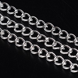 Iron Side Twisted Chains, Unwelded, with Spool, Oval, Lead Free, Silver, 6x4x1mm