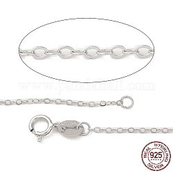 Collane in argento sterling rodiato, catene portacavi, con chiusure di anello di primavera, catena sottile, platino, 18 pollice, 1mm