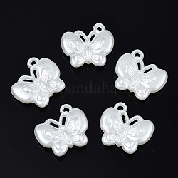 Pendentifs de perle d'imitation acrylique, papillon, blanc crème, 18x19.5x5mm, Trou: 1.6mm, environ 600 pcs/500 g
