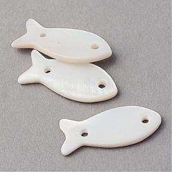 シーシェルリンクコネクター  魚  乳白色  22~24x9.5~10.5x1.5~2.5mm  穴：1.5mm