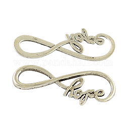 Tibetan Style Alloy Infinity with Hope Links, Lead Free & Nickel Free, Antique Silver, 15x39x2mm