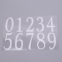 Adesivi in plastica vinilica impermeabile, numero  0~9, bianco, 16.5x24cm, adesivi: 75x27~38mm