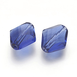 Imitation österreichischen Kristallperlen, Klasse aaa, facettiert, Rhombus, Preußischblau, 14~14.5x12x5~7 mm, Bohrung: 0.9~1 mm