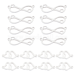 HOBBIESAY 20Pcs 2 Styles Double Heart Connector Charms Infinity Connector with Small Heart Stainless Steel Links Heart-to-Heart Connectors for DIY Necklace Bracelet Jewelry Making Hole 1.4mm