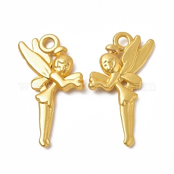 Rack Plating Alloy Pendants, Cadmium Free & Lead Free & Nickle Free, Fairy Charms, Matte Gold Color, 25x15x2.5mm, Hole: 2mm