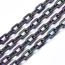 Акриловые непрозрачные кабельные цепи, AB цвет, овальные, чёрные, 13x8x2 мм, 19.68 дюйм (50 см) / нить