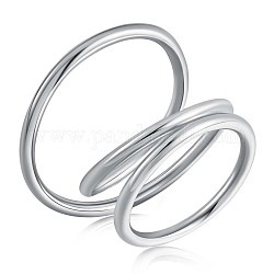 925 anello grosso a triplo anello intrecciato in argento sterling placcato rodio, gioielli in filo metallico per le donne, platino, misura degli stati uniti 6 1/2 (16.9mm)
