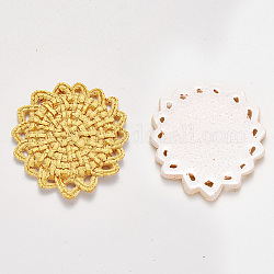 Colgantes de la resina, patrón de mimbre tejido de imitación, flor, amarillo, 43x45.5x4mm