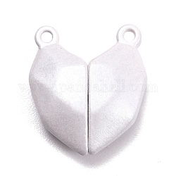 Colgantes divididos en forma de corazón de aleación pintados con aerosol, con magnética, para pareja collares pulseras fabricación de joyas regalos, blanco, 19.5x17x5mm, agujero: 1.6 mm