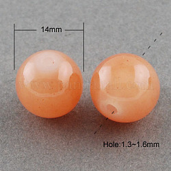 Imitation Jade Glass Beads Strands, Spray Painted, Round, Light Salmon, 14mm, Hole: 1.3~1.6mm, about 57pcs/strand, 31.4 inch