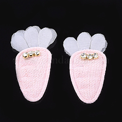 Accessoires de costume en tissu de coton à la main, avec mousseline et strass, carotte, rose, 40~43x23~26x5mm