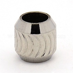 Abalorios de acero inoxidable, abalorios grandes del agujero de la columna, color acero inoxidable, 10x10mm, agujero: 6 mm