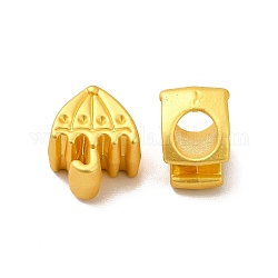Perline europei cremagliera in lega placcatura, perline con foro grande, ombrello, colore oro opaco, 11x10x7.5mm, Foro: 4.5 mm