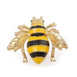 Bienen-Emaille-Pin, Strassbrosche aus hellgoldener Legierung, golden, 29x26x16.5 mm