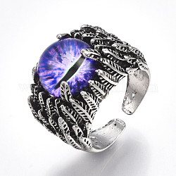 Легкосплавные кольца манжеты, широкая полоса кольца, драконий глаз, античное серебро, синий фиолетовый, Размер 10, 20 мм