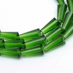 Transparente Glasperlen stränge, Kegel, grün, 16x8 mm, Bohrung: 2 mm, ca. 50 Stk. / Strang, 32 Zoll