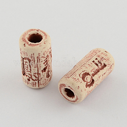 Handmade China Clay Beads Antique Porcelain Beads, Ceramic Column Beads for Beaded Jewelry Making, Tan, 21x11mm, Hole: 4mm