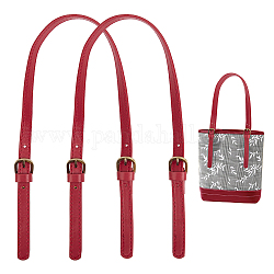 Wadorn 2 pezzo cinghie regolabili per borsa a tracolla in similpelle, con accessori in lega, rosso scuro, 64.5~69x1.45x0.3cm