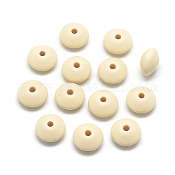 Food Grade Eco-Friendly Silicone Beads, Chewing Beads For Teethers, DIY Nursing Necklaces Making, Rondelle, Wheat, 12x6~7mm, Hole: 2mm