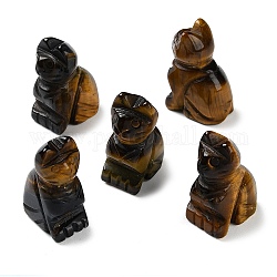 Figuras curativas talladas con ojo de tigre natural., decoraciones de exhibición de piedra de energía reiki, gato, 18x12~12.5x25mm