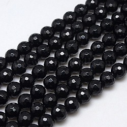 Chapelet de perles rondes en agate naturelle, teinte, facette, noir, 12mm, Trou: 1mm, Environ 30 pcs/chapelet, 14.56 pouce