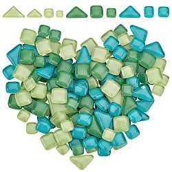 Gorgecraft transparente Glascabochons, Mosaikfliesen, für Heimdekoration oder Basteln, quadratisches Dreieck, Deep-Sky-blau, Dreieck: 11.5x20x4mm Quadrat: 10x10x5mm, 13.5x13.5x5 mm, 120 Stück / Beutel